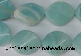 CAM607 15.5 inches 18*22mm twisted oval Chinese amazonite beads