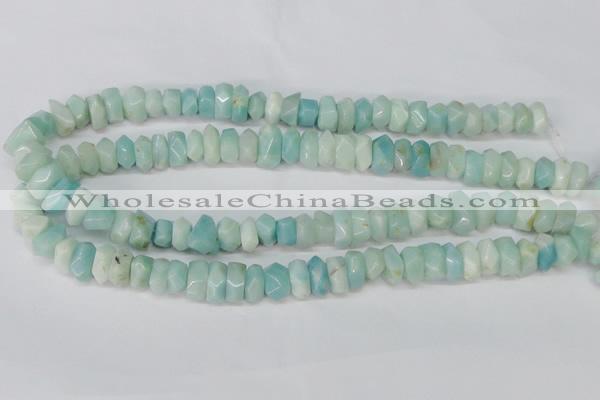 CAM611 15.5 inches 6*14mm faceted nugget Chinese amazonite beads