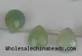 CAM634 Top-drilled 8*10mm faceted flat teardrop Chinese amazonite beads