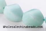 CAM87 17*21mm twisted pebble natural amazonite beads Wholesale