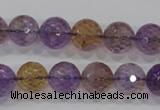 CAN11 15.5 inches 12mm faceted round natural ametrine gemstone beads