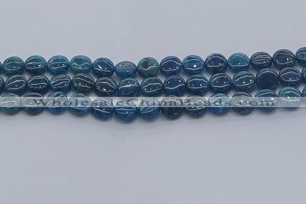 CAP381 15.5 inches 10mm flat round apatite gemstone beads