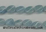 CAQ149 15.5 inches 8*12mm twisted oval natural aquamarine beads