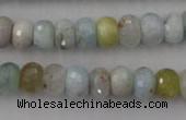 CAQ356 15.5 inches 7*11mm faceted rondelle natural aquamarine beads