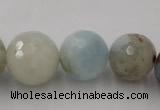 CAQ360 15.5 inches 7mm - 18mm faceted round natural aquamarine beads