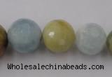 CAQ362 15.5 inches 6mm - 16mm faceted round natural aquamarine beads