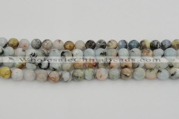 CAQ422 15.5 inches 10mm faceted round natural aquamarine beads