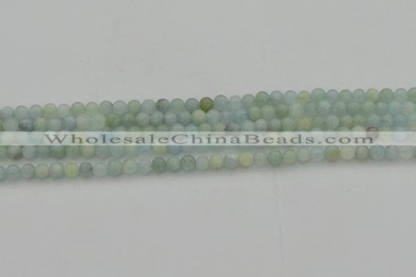 CAQ430 15.5 inches 4mm round natural aquamarine beads wholesale