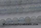 CAQ500 15.5 inches 4mm round natural aquamarine beads