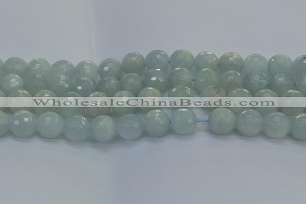 CAQ564 15.5 inches 14mm faceted round natural aquamarine beads