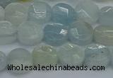 CAQ568 15.5 inches 7mm faceted coin natural aquamarine beads