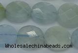 CAQ570 15.5 inches 11mm faceted coin natural aquamarine beads