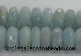 CAQ72 15.5 inches 6*11mm faceted rondelle AB grade aquamarine beads