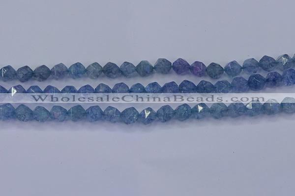 CAQ773 15.5 inches 10mm faceted nuggets imitation aquamarine beads