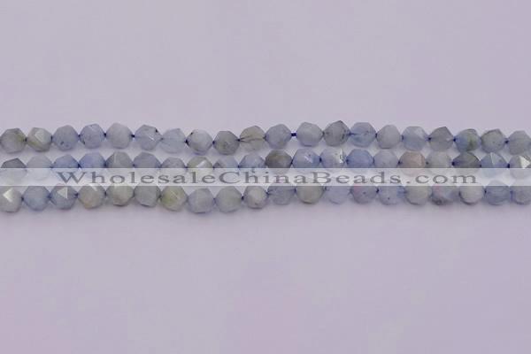 CAQ790 15.5 inches 6mm faceted nuggets aquamarine gemstone beads