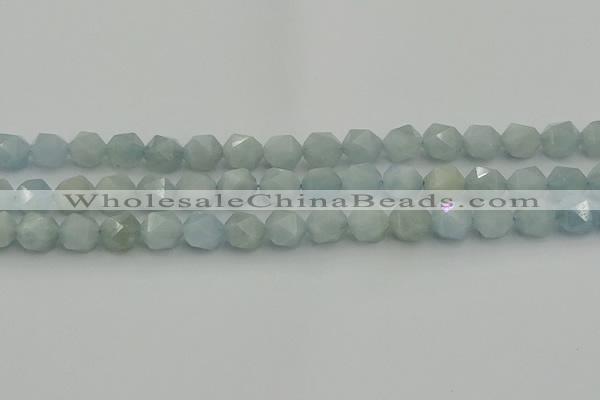 CAQ798 15.5 inches 10mm faceted nuggets aquamarine gemstone beads