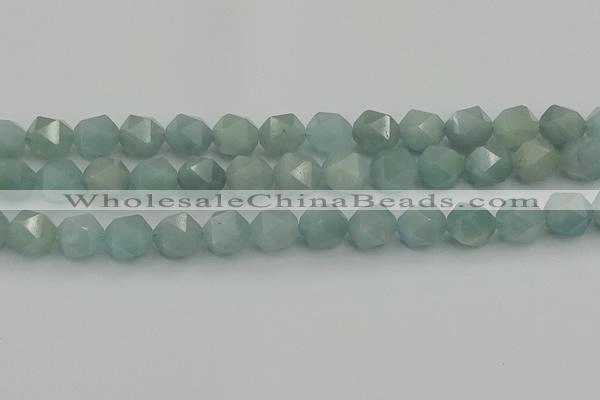 CAQ799 15.5 inches 12mm faceted nuggets aquamarine gemstone beads