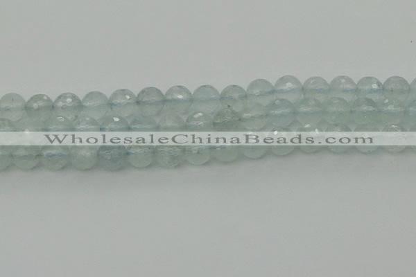 CAQ821 15.5 inches 8mm faceted round aquamarine beads wholesale