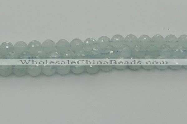 CAQ822 15.5 inches 10mm faceted round aquamarine beads wholesale