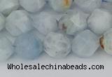 CAQ833 15.5 inches 10mm faceted nuggets aquamarine beads