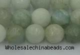 CAQ838 15.5 inches 10mm faceted round aquamarine beads wholesale