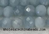 CAQ858 15.5 inches 6mm faceted round aquamarine gemstone beads