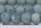 CAQ870 15.5 inches 6mmm faceted round aquamarine beads wholesale