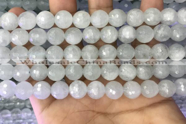 CAQ878 15.5 inches 10mm faceted round aquamarine gemstone beads