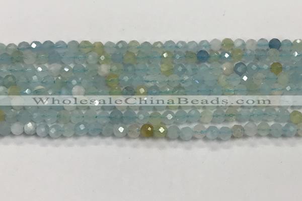 CAQ881 15.5 inches 3.5mm faceted round tiny aquamarine beads