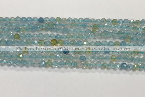 CAQ883 15.5 inches 3.5mm faceted round tiny aquamarine beads