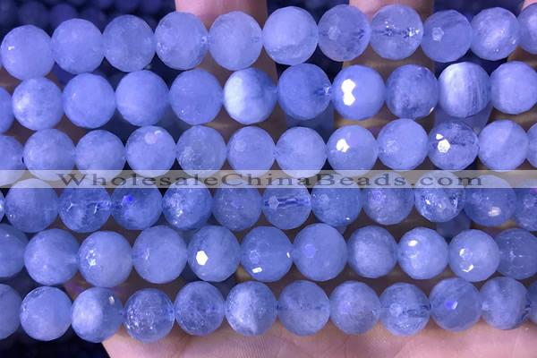 CAQ889 15.5 inches 10mm faceted round natural aquamarine beads