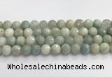 CAQ914 15.5 inches 12mm faceted round aquamarine beads wholesale