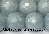 CAQ929 15 inches 12mm faceted round AB-color imitation aquamarine beads