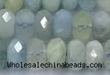 CAQ954 15 inches 6*8mm faceted rondelle aquamarine beads