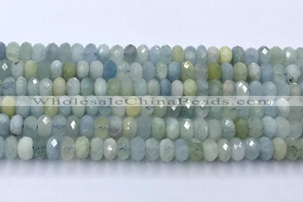 CAQ954 15 inches 6*8mm faceted rondelle aquamarine beads