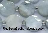 CAQ966 15 inches 10mm faceted coin aquamarine beads