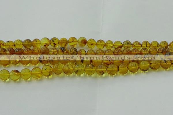 CAR523 15.5 inches 8mm - 9mm round natural amber beads wholesale