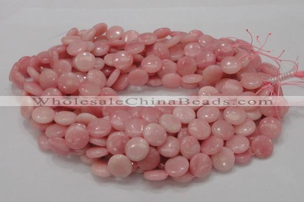 CAS17 15.5 inches 15mm flat round pink angel skin gemstone beads