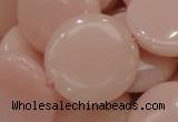 CAS18 15.5 inches 28mm flat round pink angel skin gemstone beads