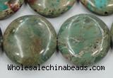 CAT07 15.5 inches 25mm flat round natural aqua terra jasper beads