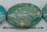 CAT101 15.5 inches 30*40mm oval dyed natural aqua terra jasper beads