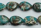 CAT11 15.5 inches 13*18mm flat teardrop natural aqua terra jasper beads