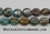 CAT5008 15.5 inches 10mm flat round natural aqua terra jasper beads