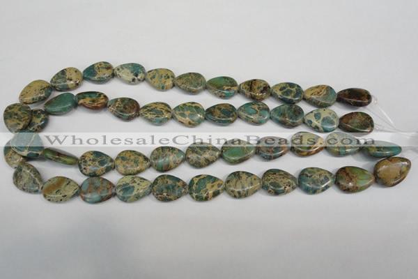 CAT5029 15.5 inches 13*18mm flat teardrop natural aqua terra jasper beads