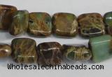 CAT5037 15.5 inches 6*6mm square natural aqua terra jasper beads