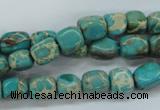 CAT78 15.5 inches 7*9mm nuggets dyed natural aqua terra jasper beads