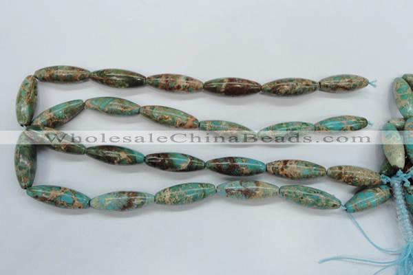 CAT80 15.5 inches 10*30mm rice dyed natural aqua terra jasper beads