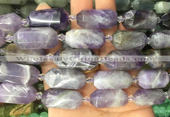 CBBS08 15 inches 11*25mm - 14*28mm hexahedral prism dogtooth amethyst beads