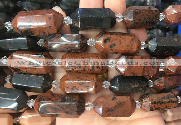 CBBS19 15 inches 11*25mm - 14*28mm hexahedral prism mahogany obsidian beads