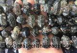 CBBS37 15 inches 12*25mm - 14*28mm hexahedral prism red snowflake obsidian beads